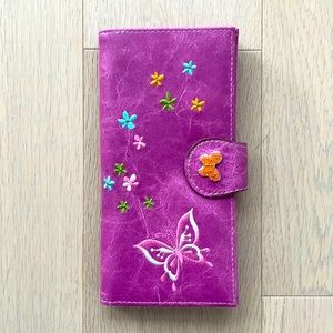 Purple Wallet: Floral and Butterfly Embroidery